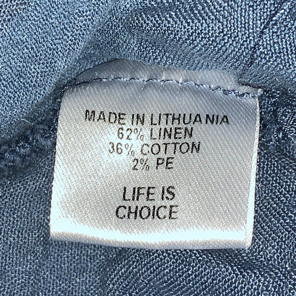 Women's FLAX Blue Plaid striped Linen Blend Tank Top Size L - Picture 4 of 7